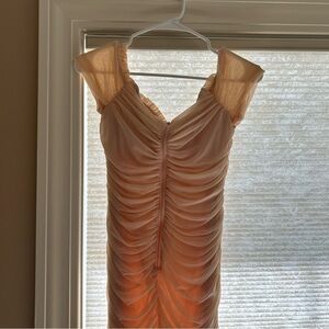 size large windsor soft/baby pink ruched mini dress